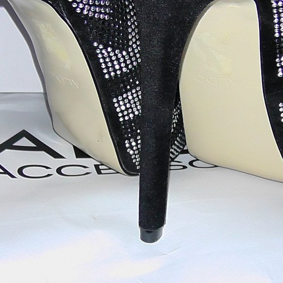 Aldo Black and Silver Metalic Studded Heels - Picture 5 of 5